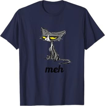 Amazing Meh Cat for Cat Lovers - Funny Orange Cat T-Shirt - Unisex, Blue, Small, Short Sleeve, Classic Fit, Cotton 60% Polyester 40%
