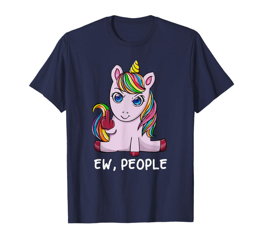 Funny Ew, People I Hate People Antisocial Unicorn T-Shirt