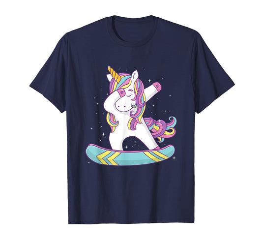 Unicorn Dabbing Snowboarder - Snowboard Snowboarding Lover T-Shirt