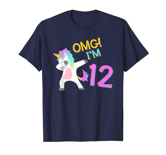 12th Birthday Dabbing Unicorn T-Shirt OMG 12 Years old girl T-Shirt