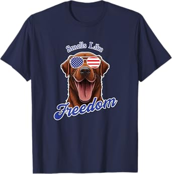 Chocolate Lab American Flag Patriotic 4th of July Vintage Women Men T-Shirt