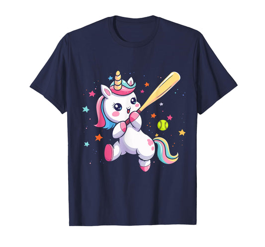Funny Softball Cute Unicorn Softball Player Teen Girls T-Shirt