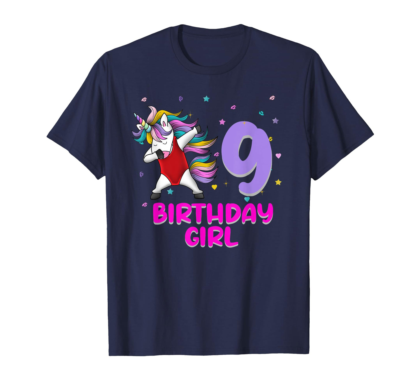 Unicorn Swimsuit 9th Birthday Girl Love Funny 9 Years Old T-Shirt