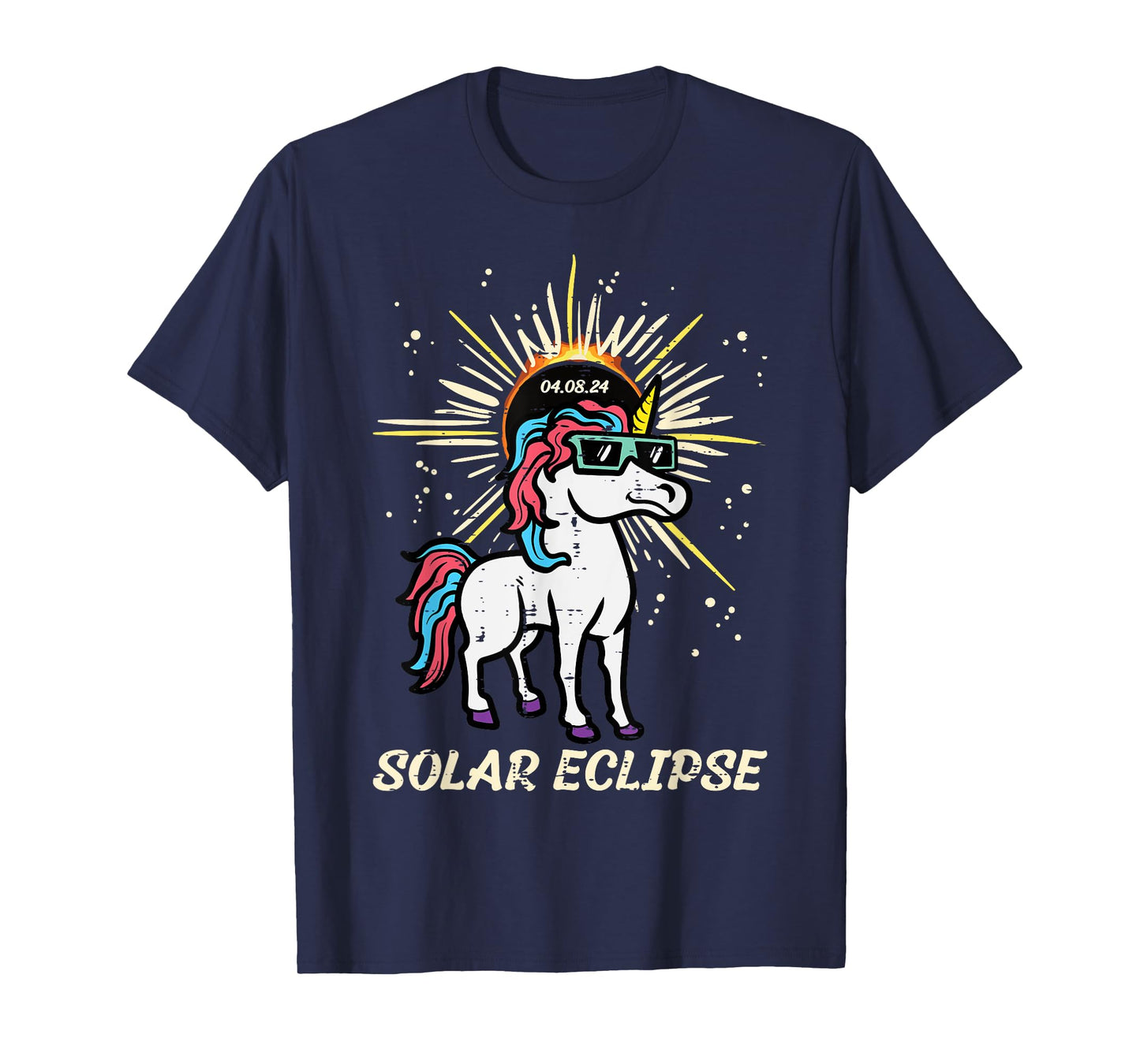 Unicorn Solar Eclipse 2024 Totality April 8 Women Men Kids T-Shirt