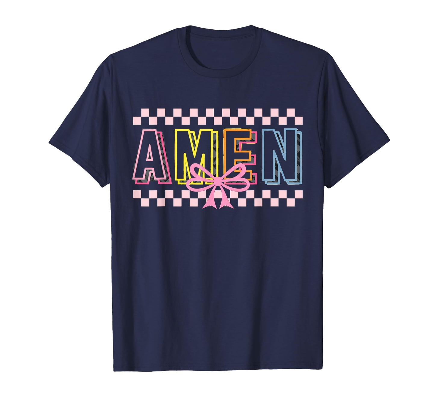 Retro Amen Coquette Bow Jesus Girl Women Happy Easter Day T-Shirt