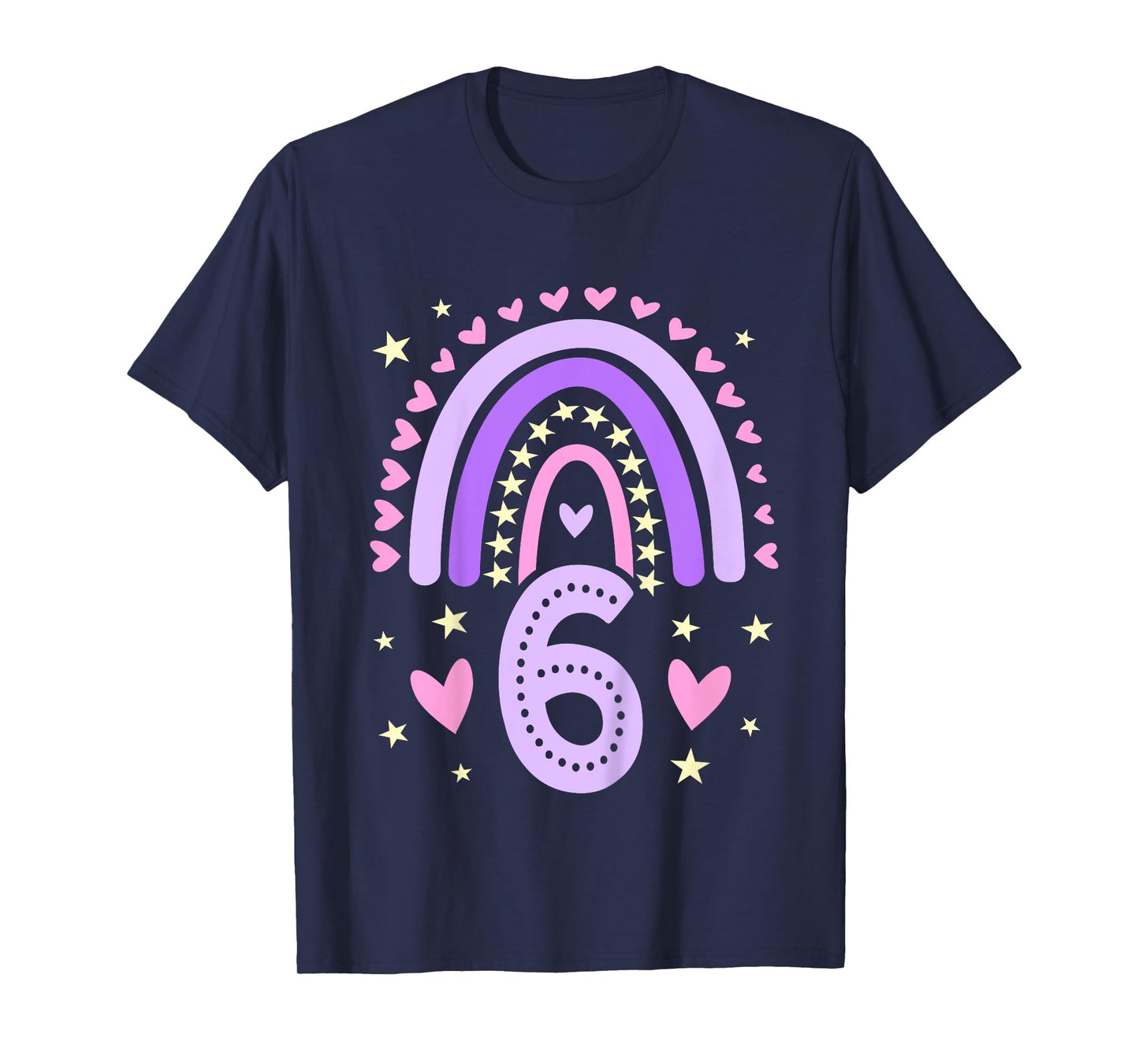 6th Birthday Rainbow Butterfly 6 Years Old Six 6 Birthday T-Shirt