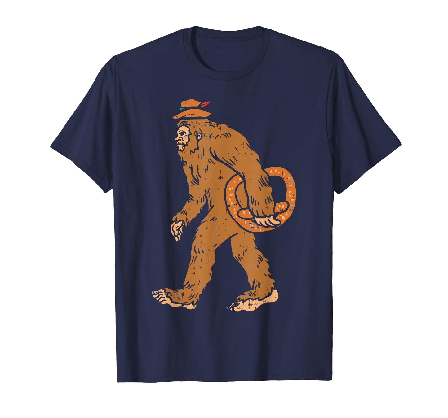 German Bigfoot Sasquatch Pretzel Funny Oktoberfest Men Kids T-Shirt