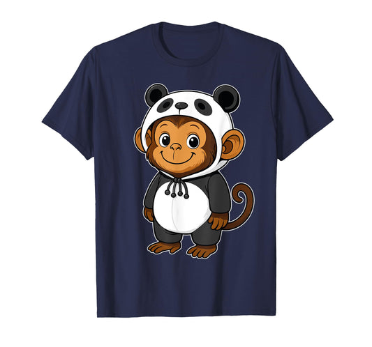 Kawaii Monkey In Panda Costume for Girls kids Monkey Lover T-Shirt