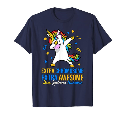 Extra Chromosome Down Syndrome Awareness Awesome Unicorn T21 T-Shirt