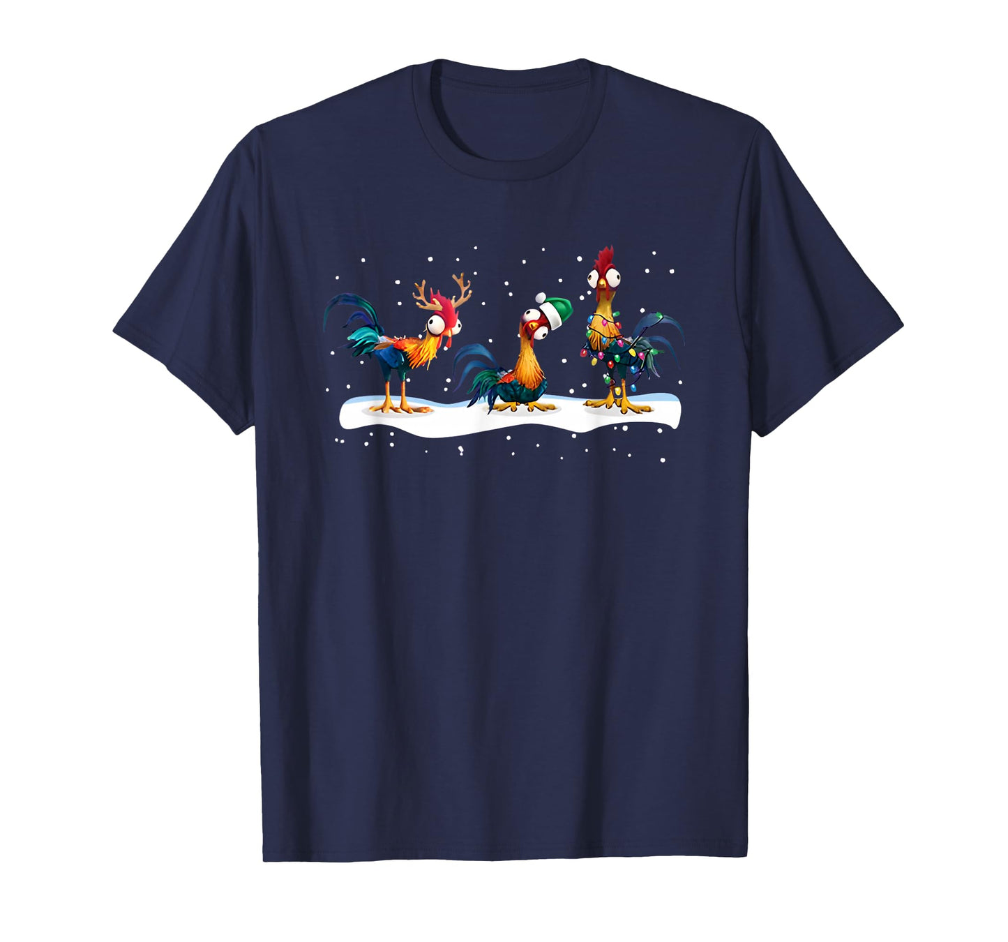 Hei Hei Chicken Christmas T-Shirt - Unisex, Black, Short Sleeve, Small
