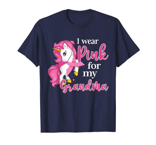I Wear Pink For My Grandma Unicorn Breast Cancer Awareness T-Shirt