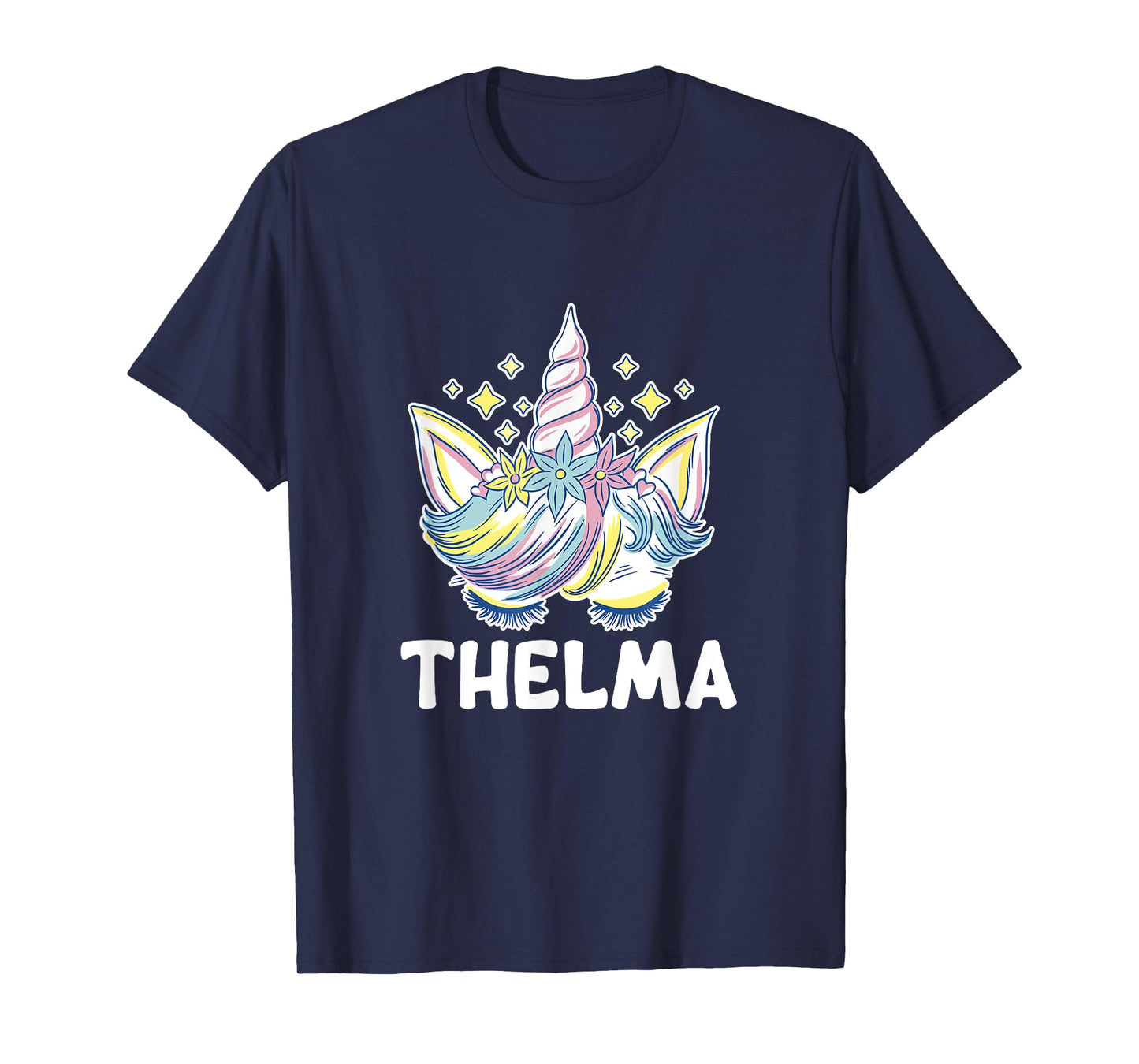 Cute Personalised Name Unicorn Crown Thelma T-Shirt