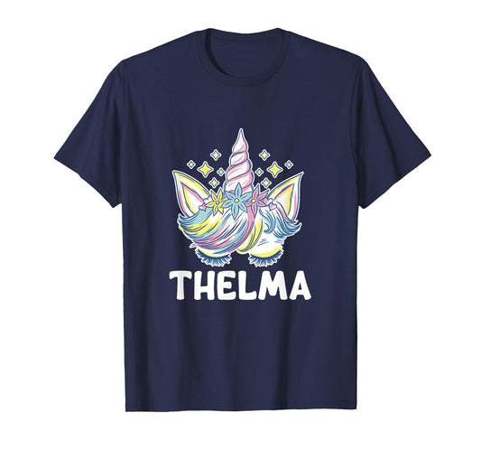 Cute Personalised Name Unicorn Crown Thelma T-Shirt