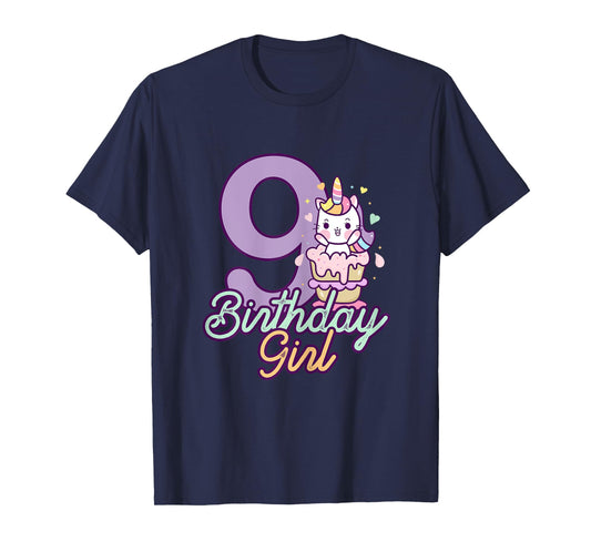 9 Years Old Birthday Girl Gifts Unicorn 9th Birthday T-Shirt