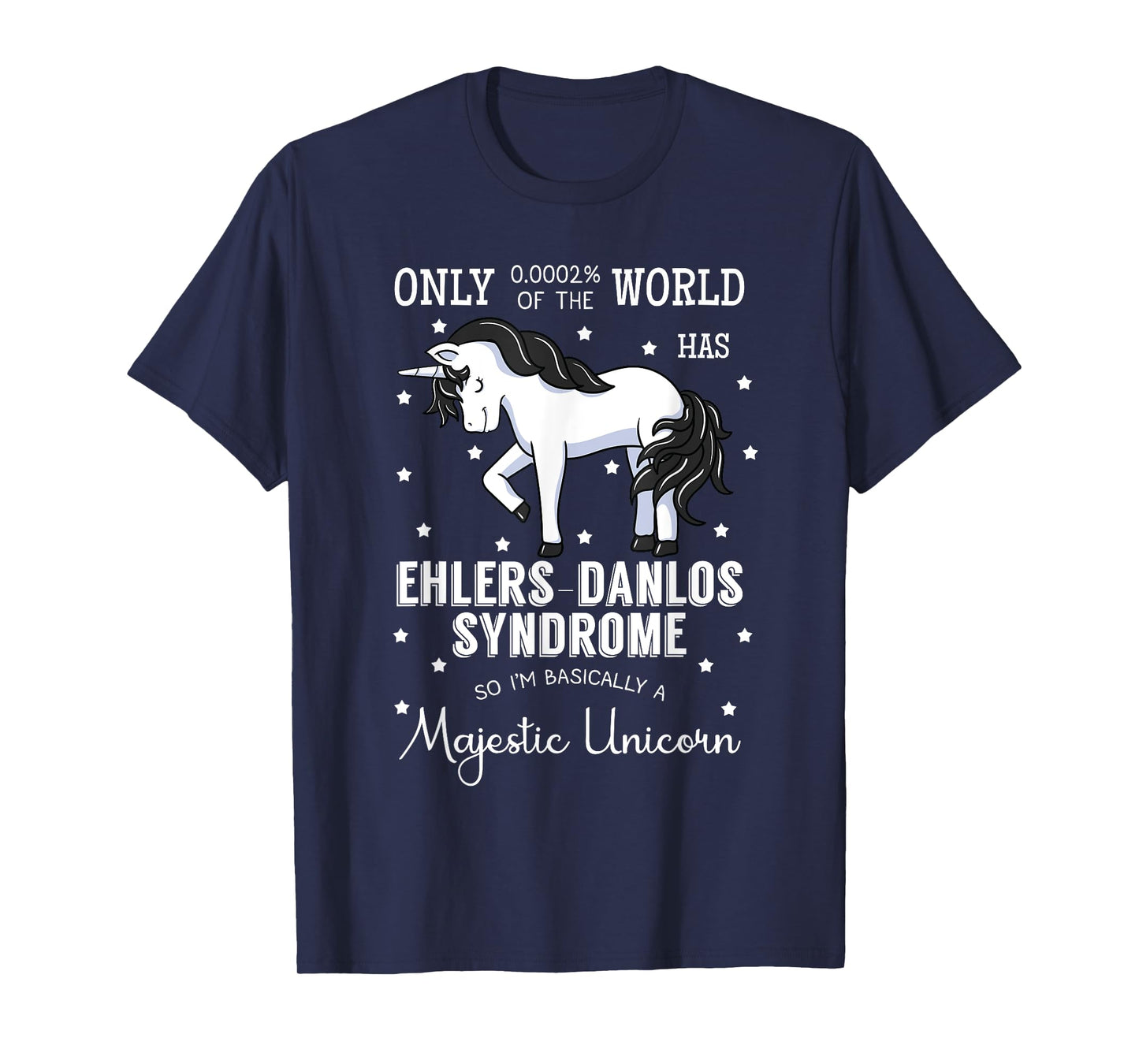 Majestic Unicorn Ehlers Danlos Black And White Zebra Stripe T-Shirt