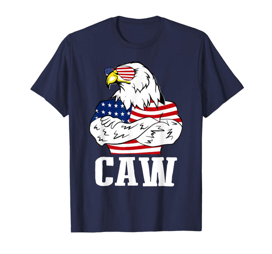 Patriotic Bald Eagle Caw 4th of July American Flag American T-Shirt for Women Men