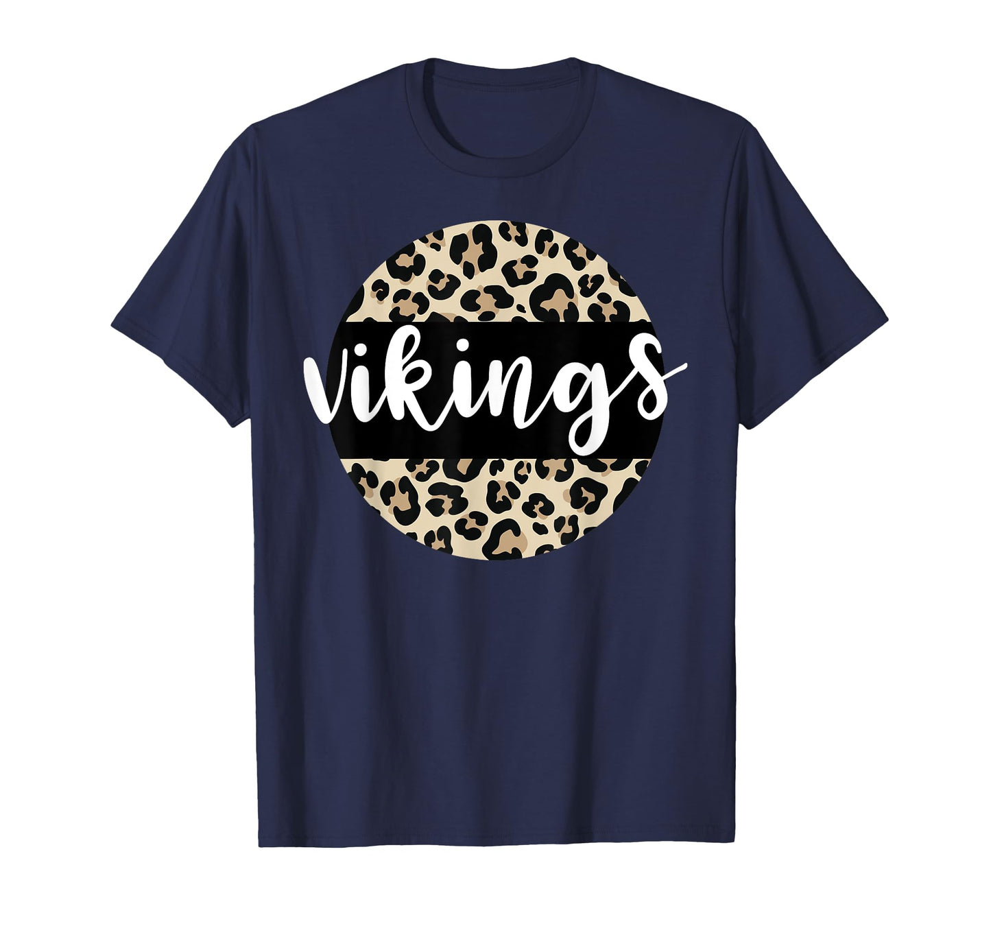Leopard Print Vikings Team Mascot School Spirit Game Night T-Shirt