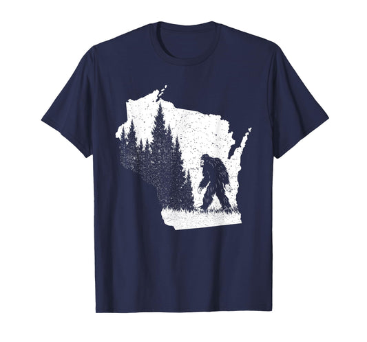 Wisconsin Bigfoot Pride Sasquatch Silhouette Forest Lovers T-Shirt