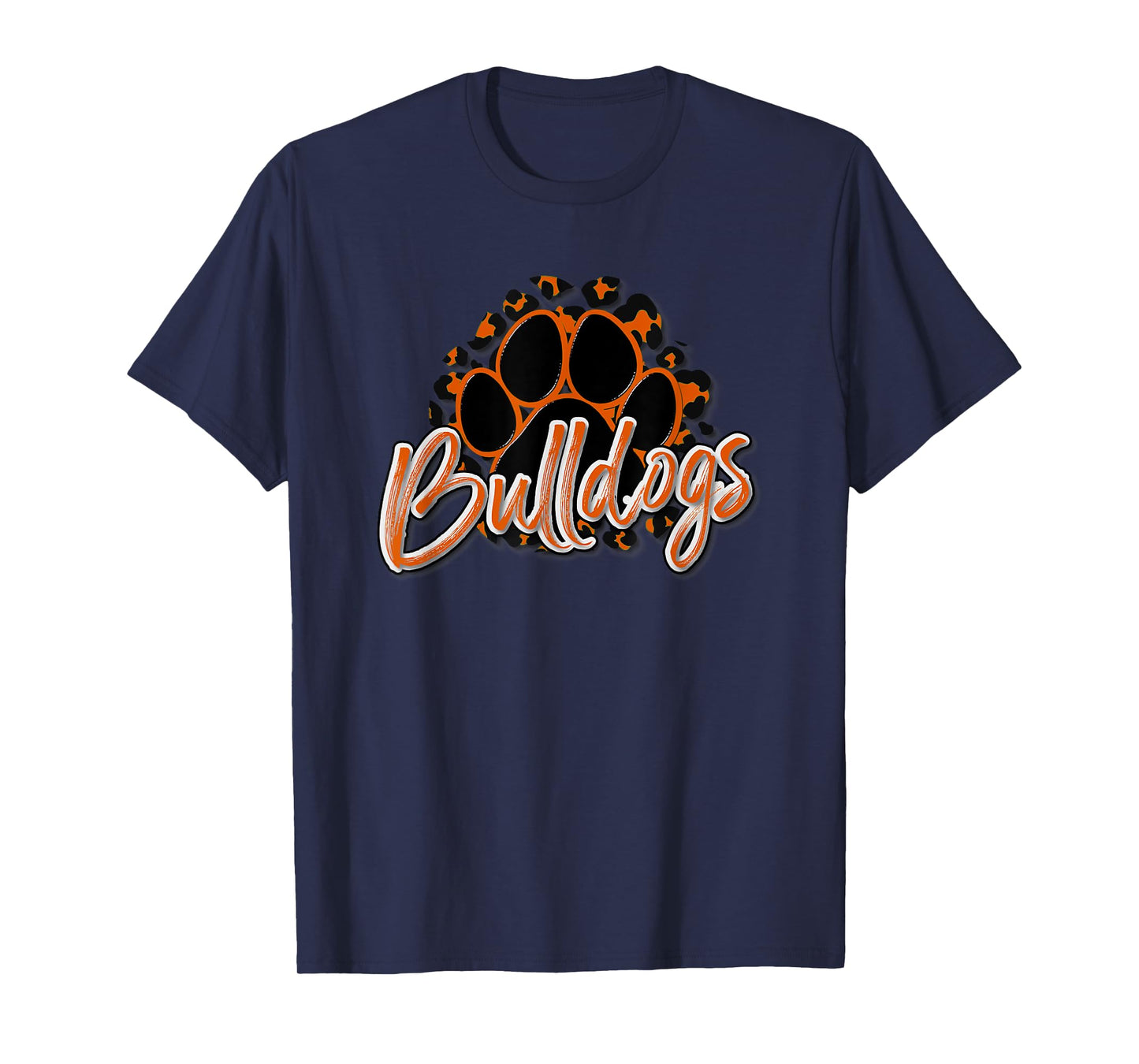 Bulldogs Orange Black Cheetah School Sports Fan Team Spirit T-Shirt