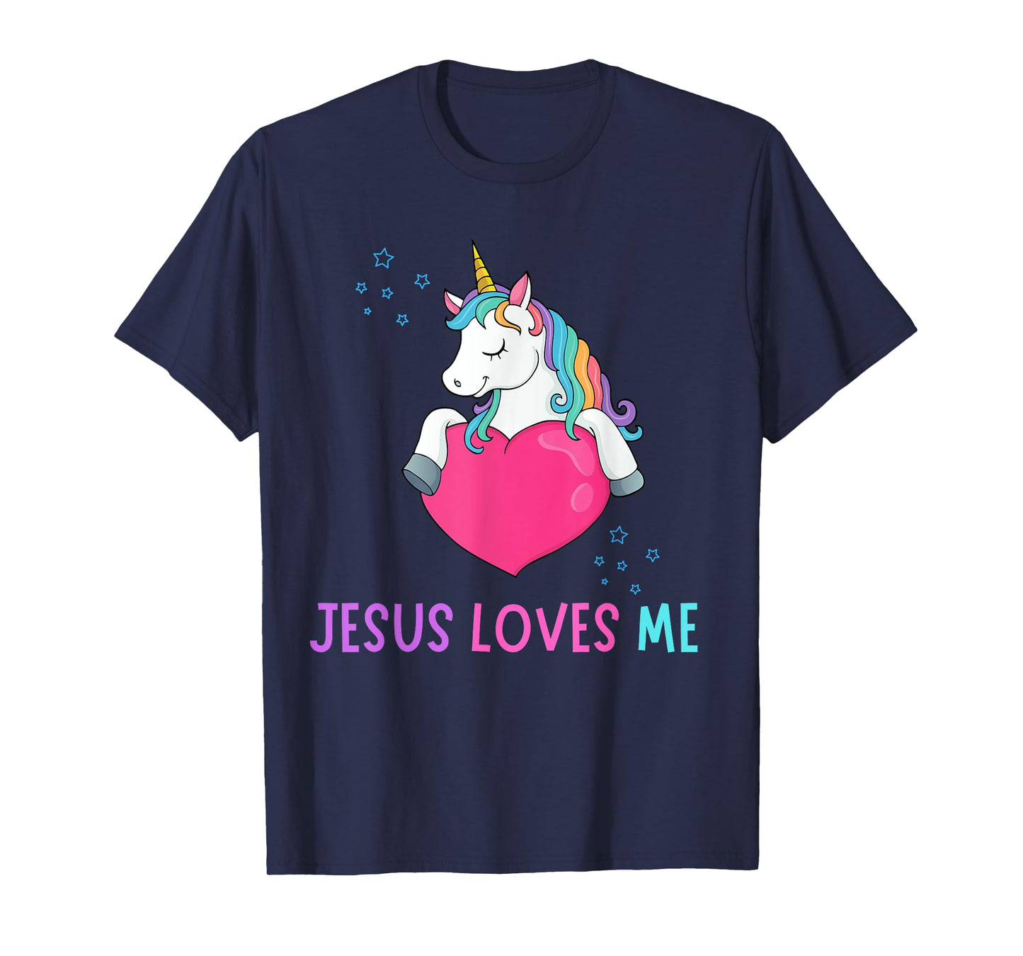 Kids Jesus Loves Me Christian Bible Girls Rainbow Unicorn T-Shirt