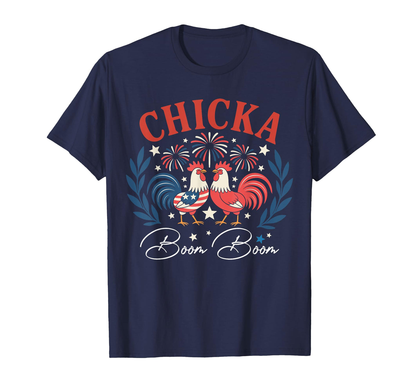 Chicka Boom Boom Cute Chicken Retro 4th of July America T-Shirt