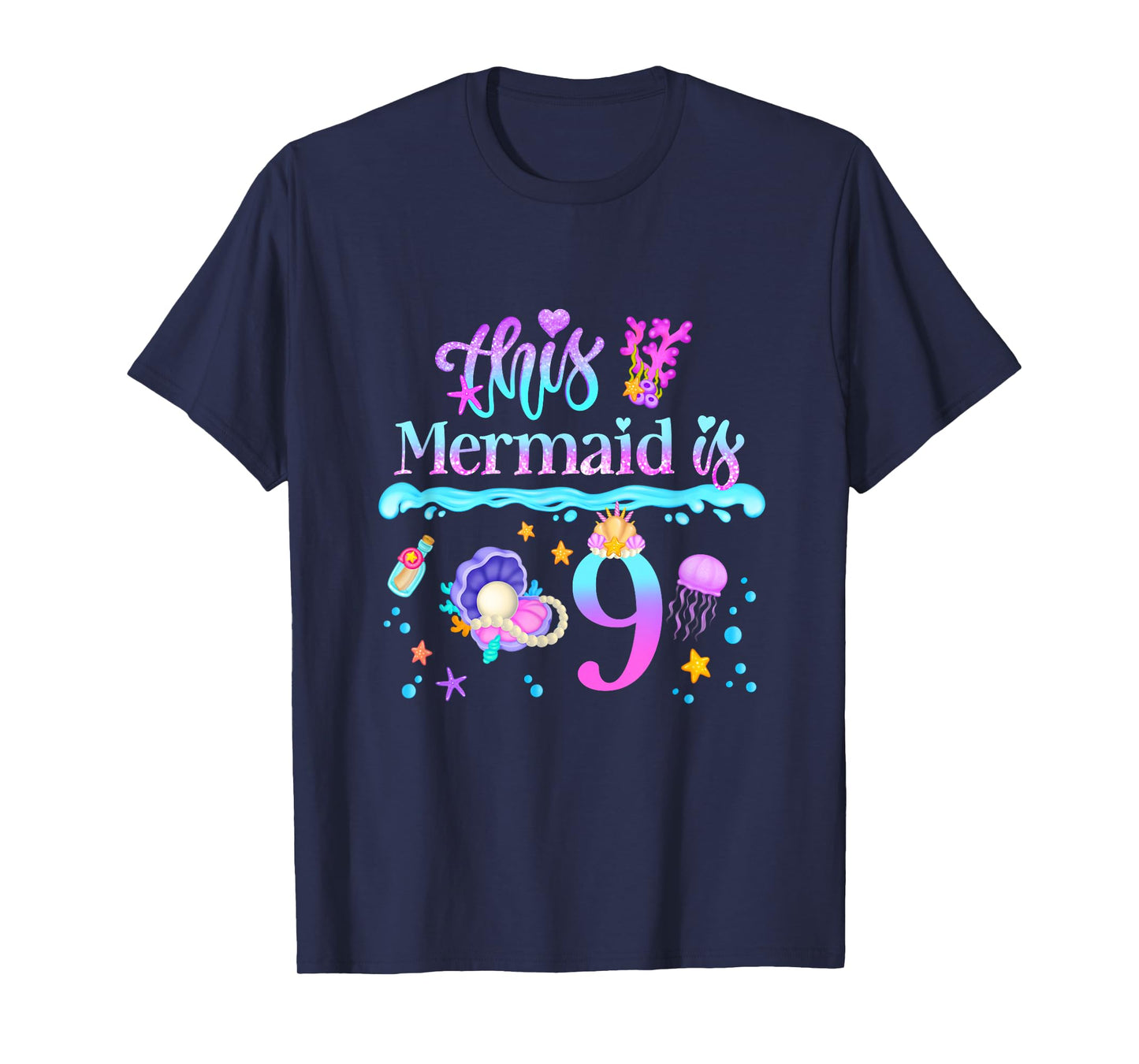 This Mermaid is 9 Years Old 9th Girls Birthday Party Kids T-Shirt