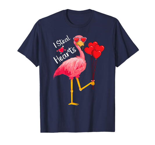 I Steal Hearts - Funny Flamingo Lover Valentine's Day Quotes T-Shirt