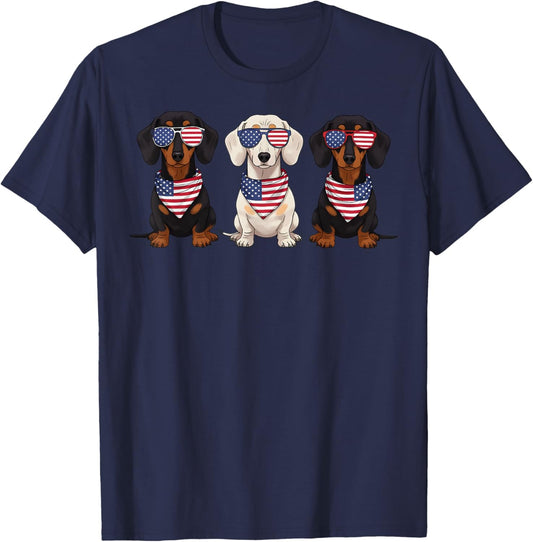 Patriotic Dachshund Dog American Flag USA 4th of July T-Shirt