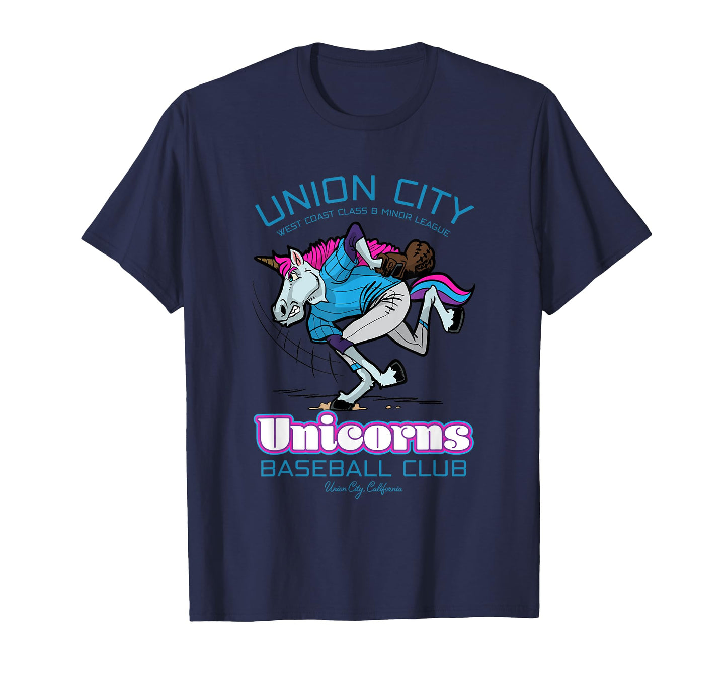 Union City Unicorns Retro Minor League Baseball Unicorn T-Shirt