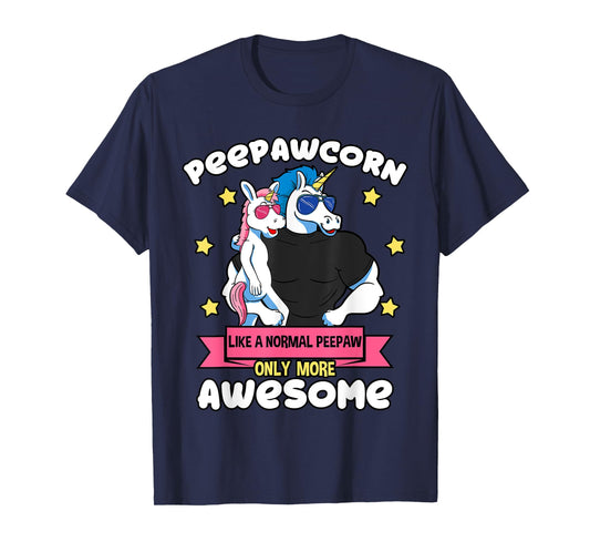 Peepawcorn 1 Kid Father's Day Peepaw Unicorn Granddaughter T-Shirt