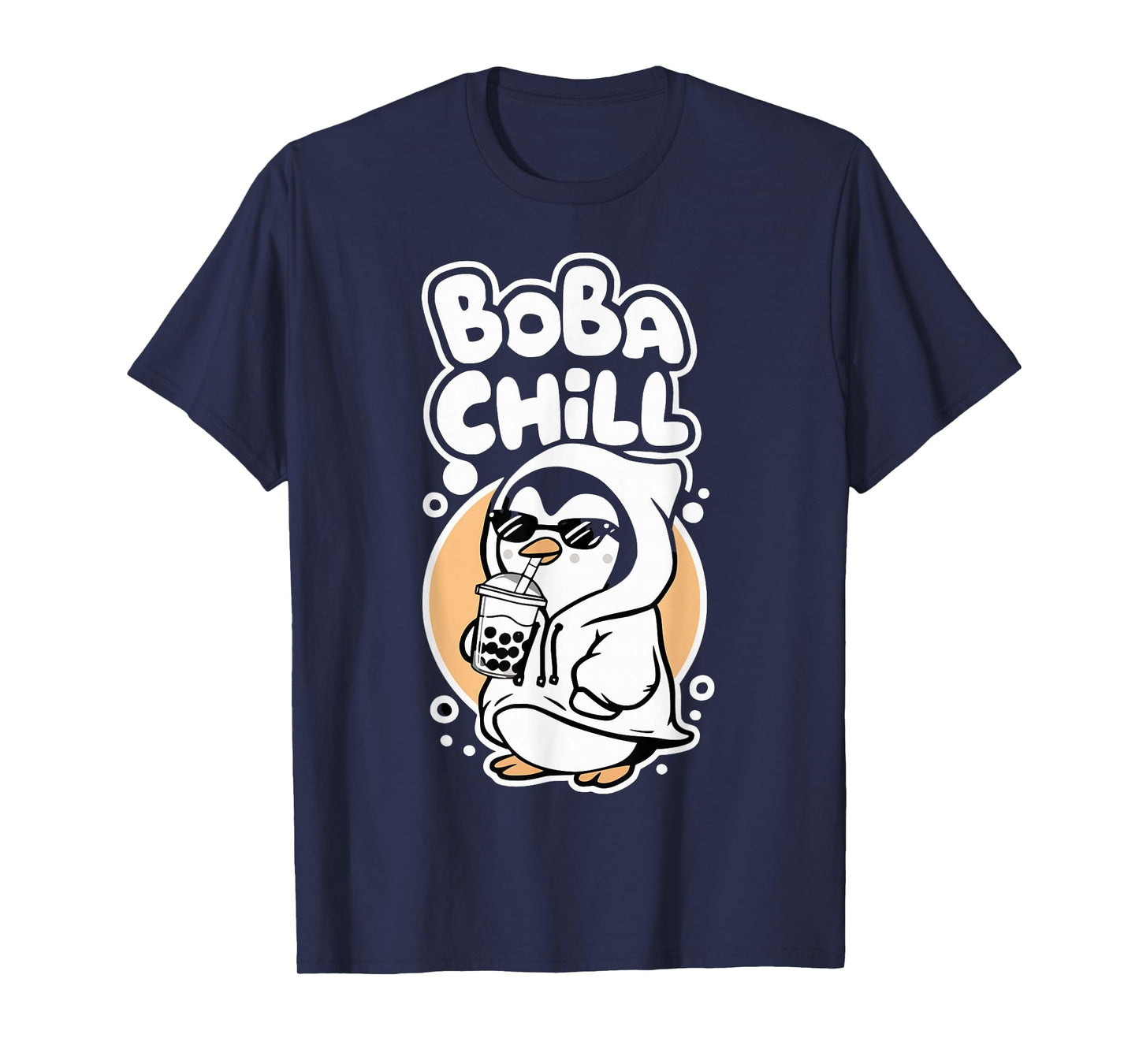 Boba Chill Kawaii Penguin Bubble Mike Tea Drink Cool Penguin T-Shirt