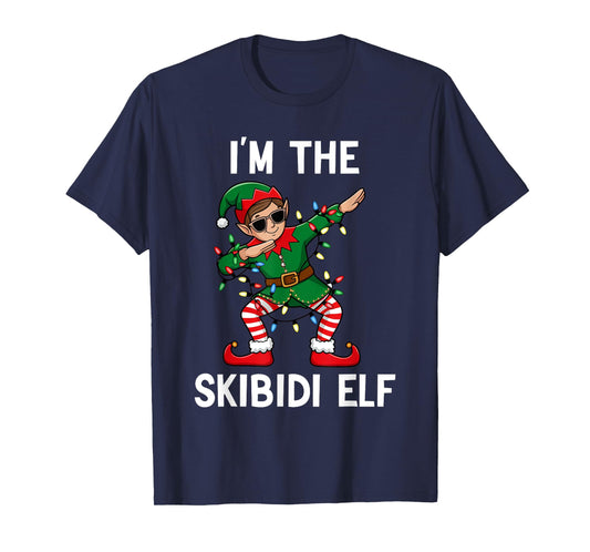 Funny Christmas Brainrot The Skibidi Elf Xmas Boys Girls T-Shirt