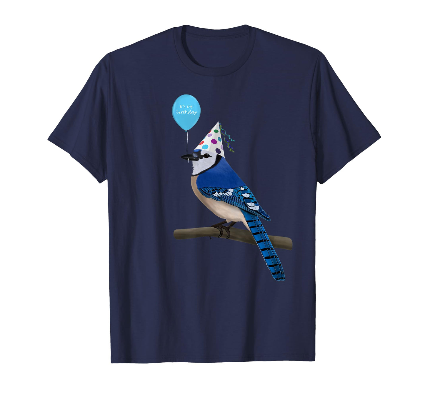 Bird Motif Blue Cow Bird Animal Drawing Birthday T-Shirt