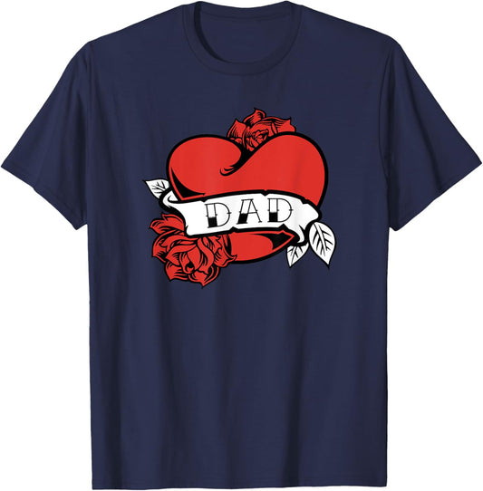 Dad Heart Tattoo Valentine's Day Father's Day Love T-Shirt