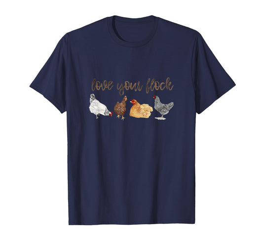 Love Your Flock Chicken Hen Watercolor Farm House Mama T-Shirt