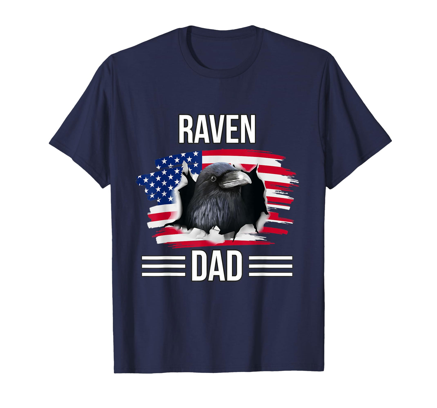 Bird US Flag 4th Of July Father's Day Raven Dad T-Shirt