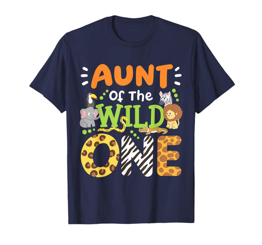 Aunt Of The Wild One Kids Boys Safari Zoo Birthday Family T-Shirt