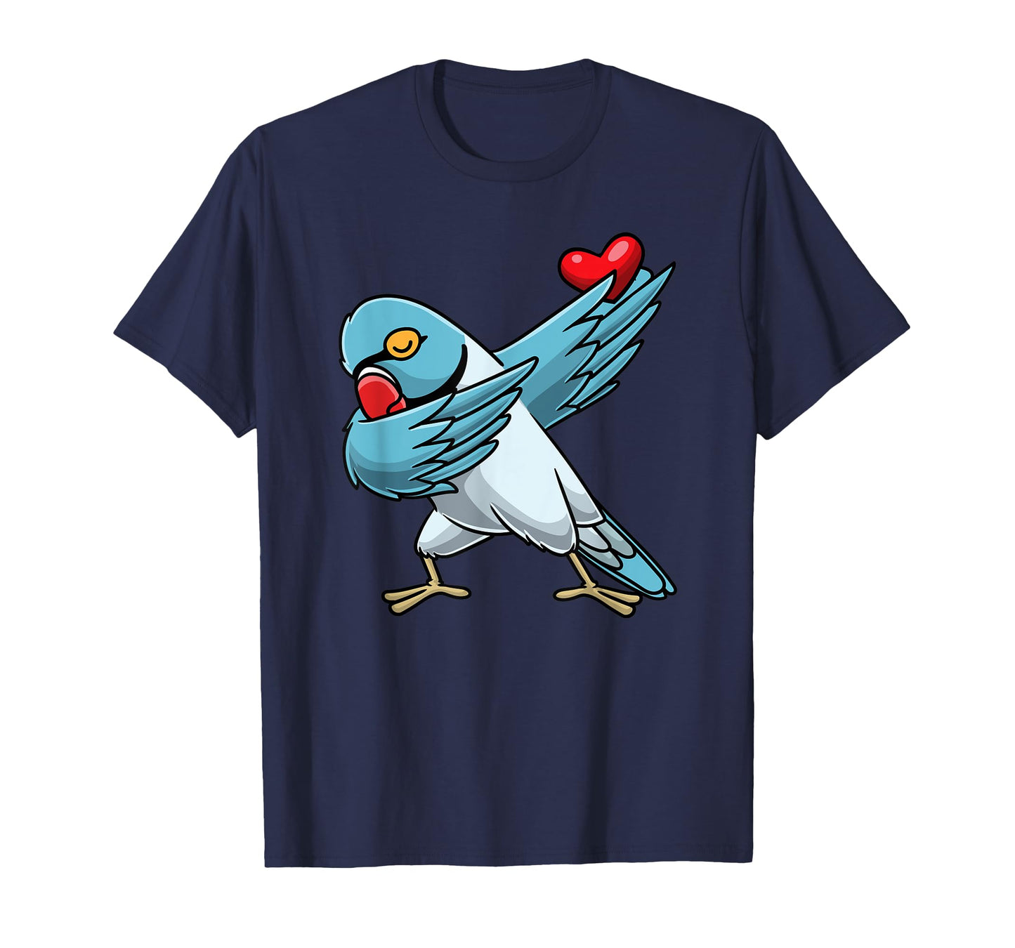 Blue Indian Ringneck Dabbing Parrot Bird With Heart T-Shirt