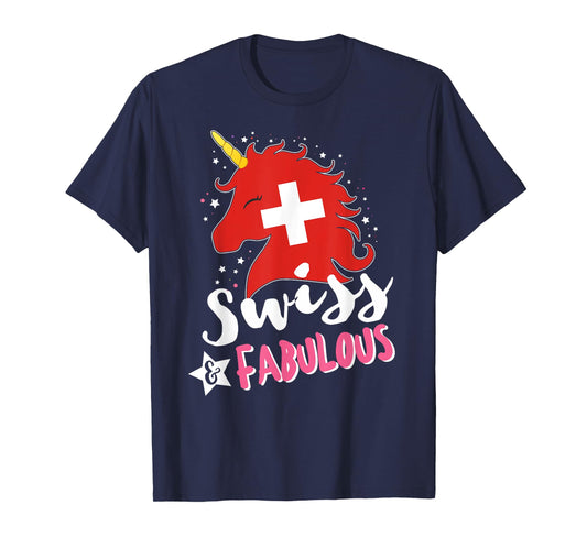Swiss Unicorn Switzerland Flag T-Shirt