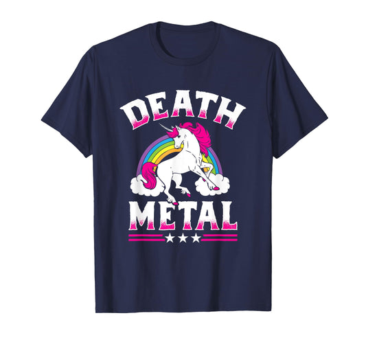 Death Metal Rainbow and Unicorn Heavy Rock Music Lover Gift T-Shirt