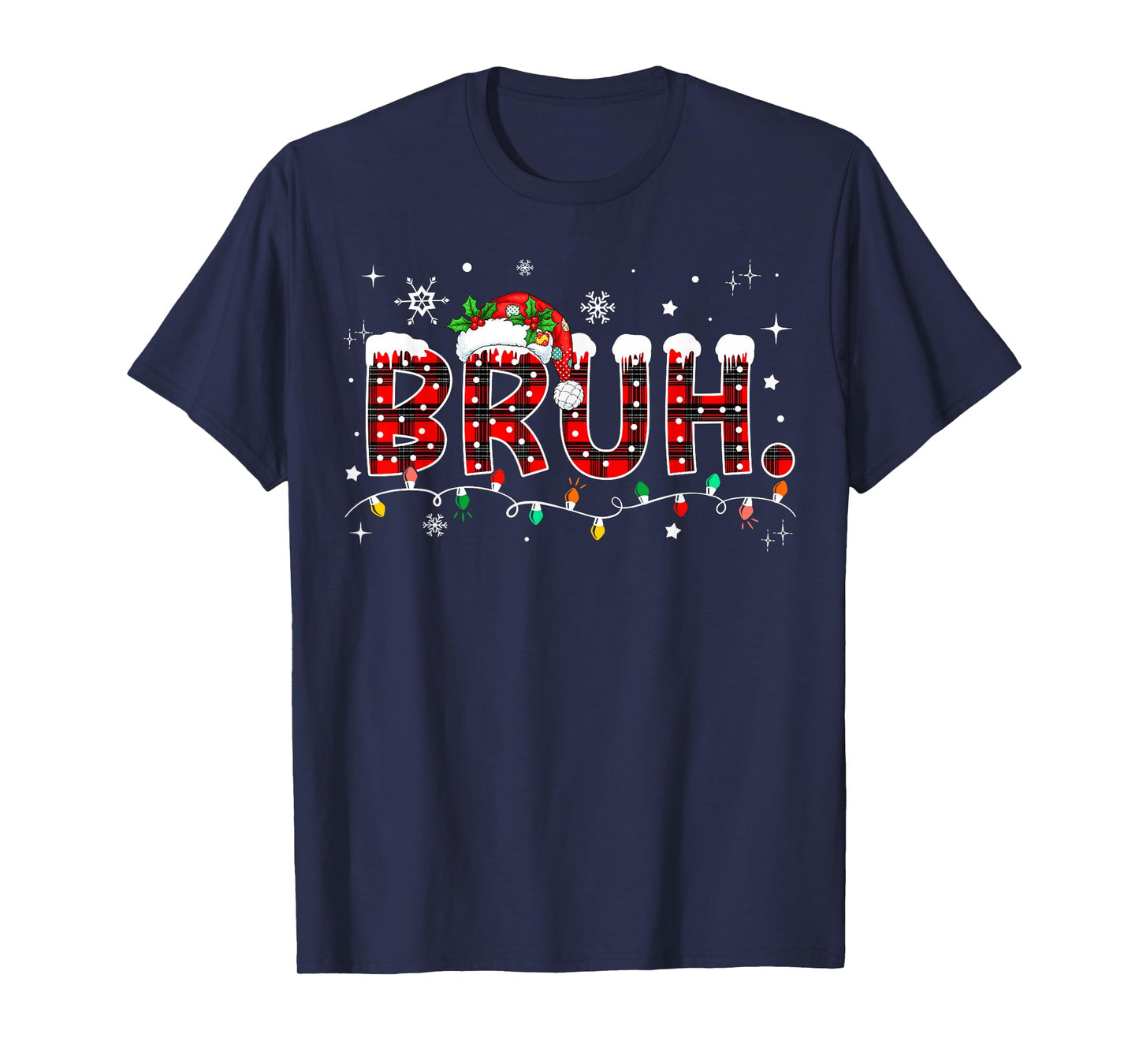 Bruh Funny Christmas Red Plaid Teens Boys Kids Xmas Pajamas T-Shirt