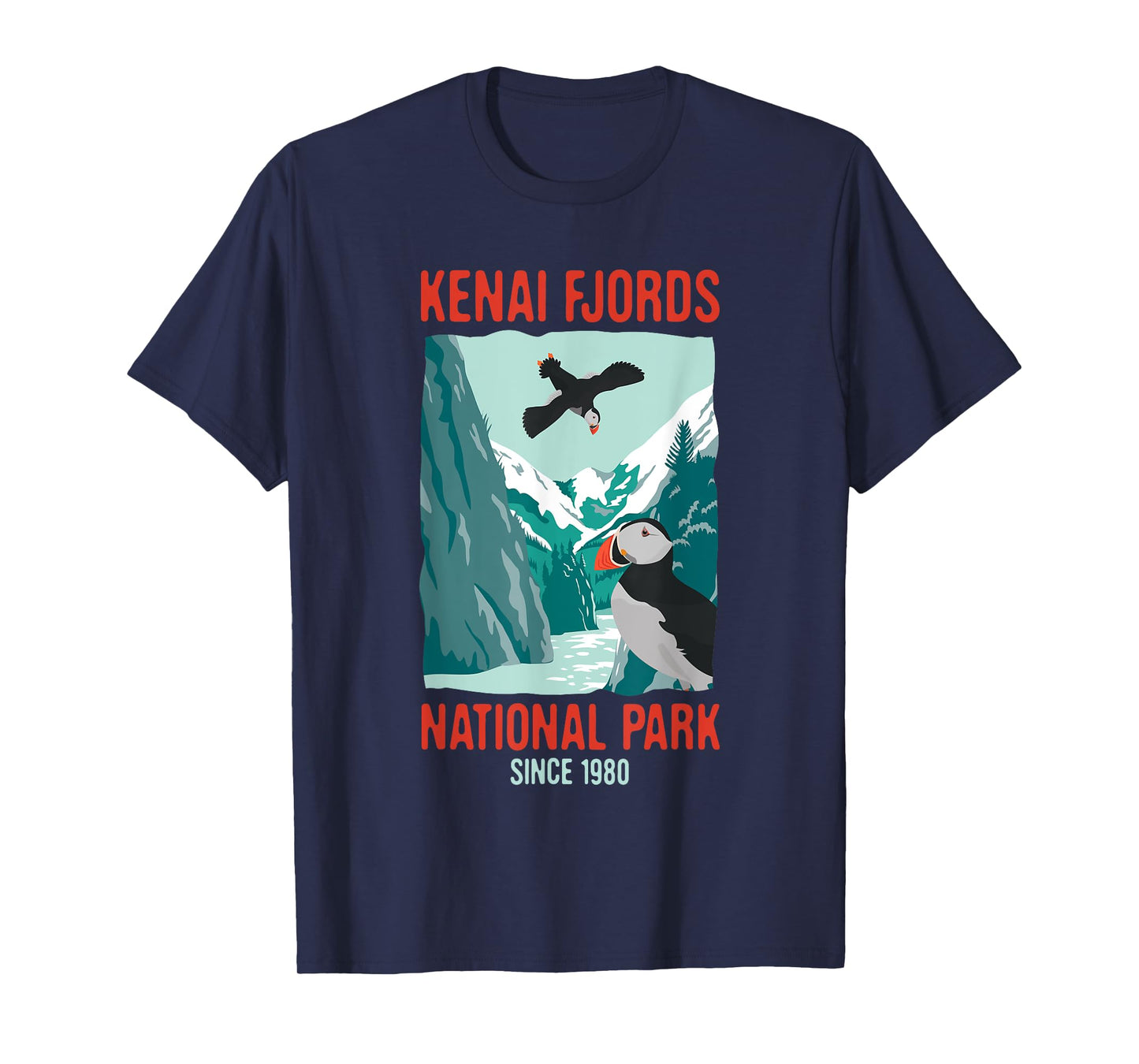 Kenai Fjords US National Park Puffin Bird Alaska Gift T-Shirt