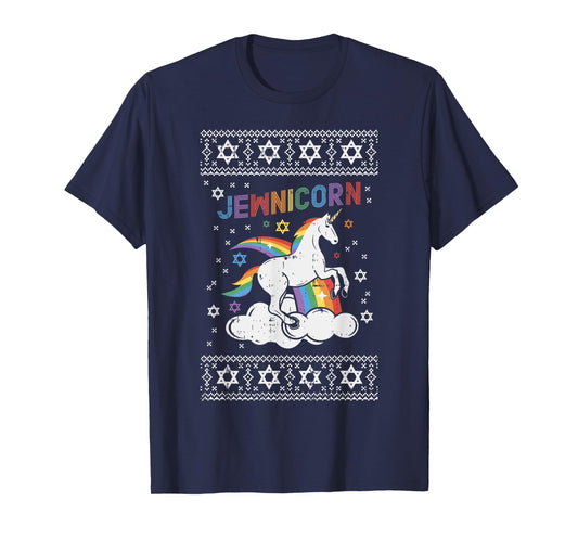 Jewnicorn Shirt Ugly Xmas Jewish Unicorn Hanukkah Chanukah T-Shirt