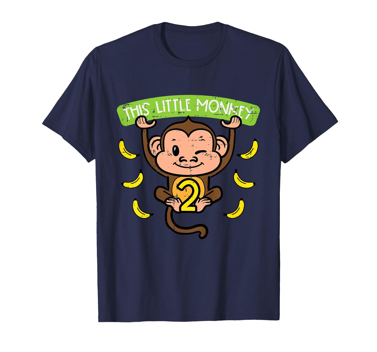 2nd Birthday This Little Monkey 2 Years Old Boys Girls Kids T-Shirt