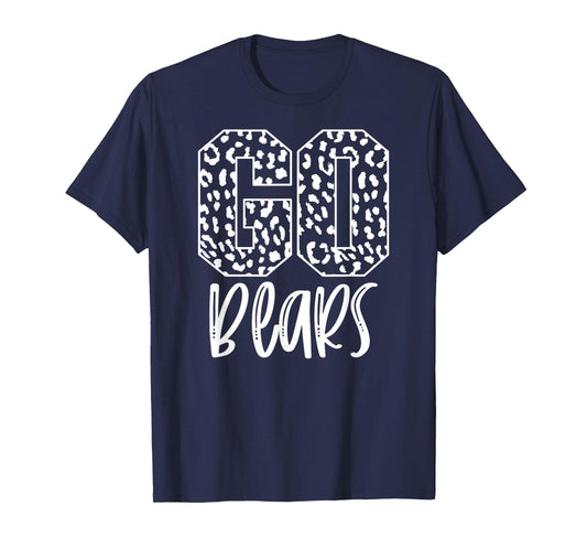 Bears Team Mascot School Spirit Game Night Leopard Print T-Shirt