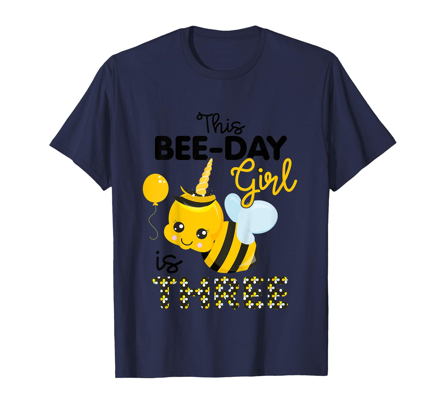 Kids 3rd Birthday Girl Bee Themed 3 Year Old Bday Matching Party T-Shirt