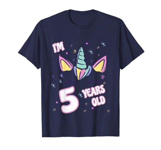 Unicorn 5th birthday i'm 5 years old girl unicorn design T-Shirt