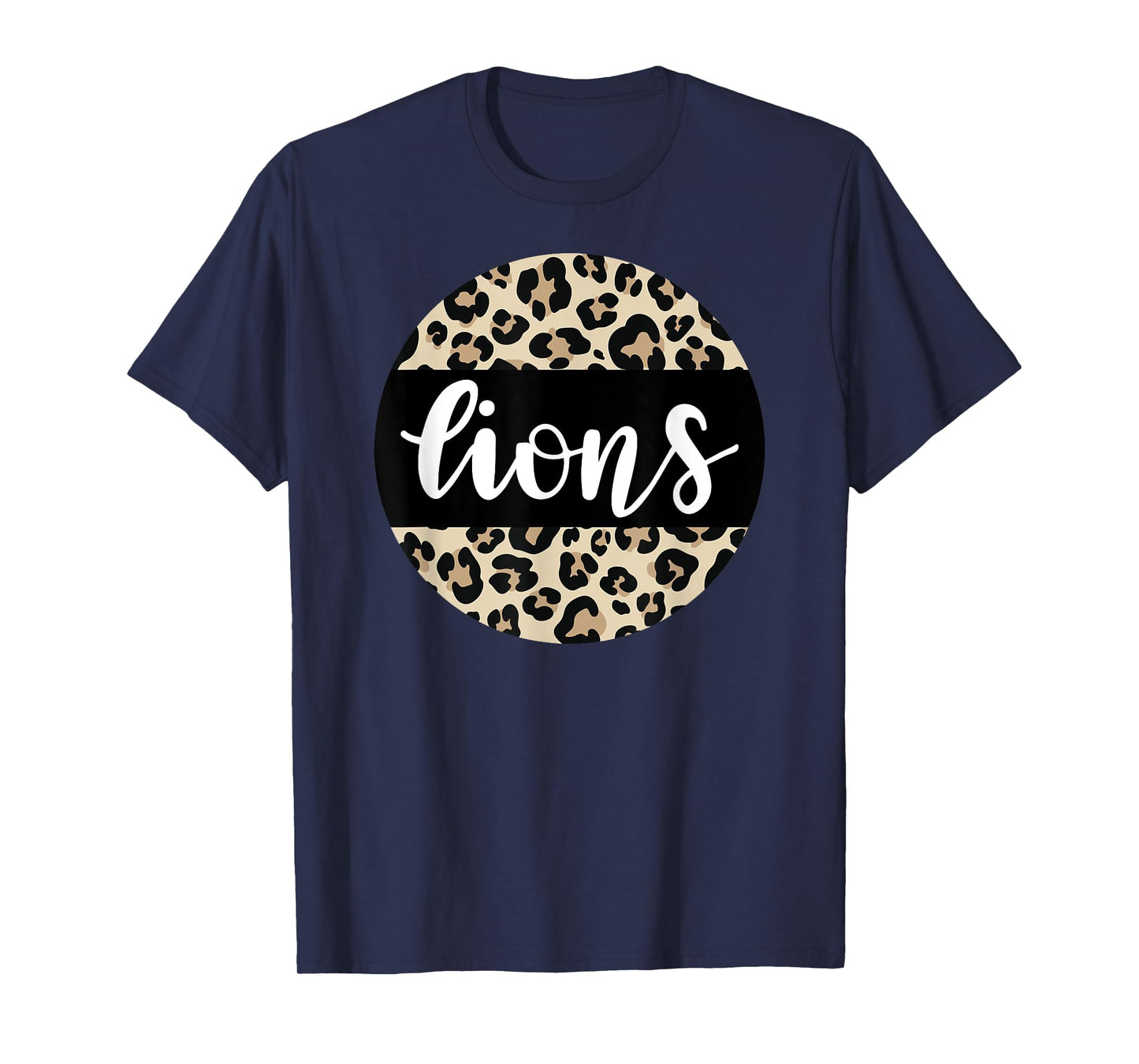 Leopard Print Lions Team Mascot School Spirit Game Night T-Shirt