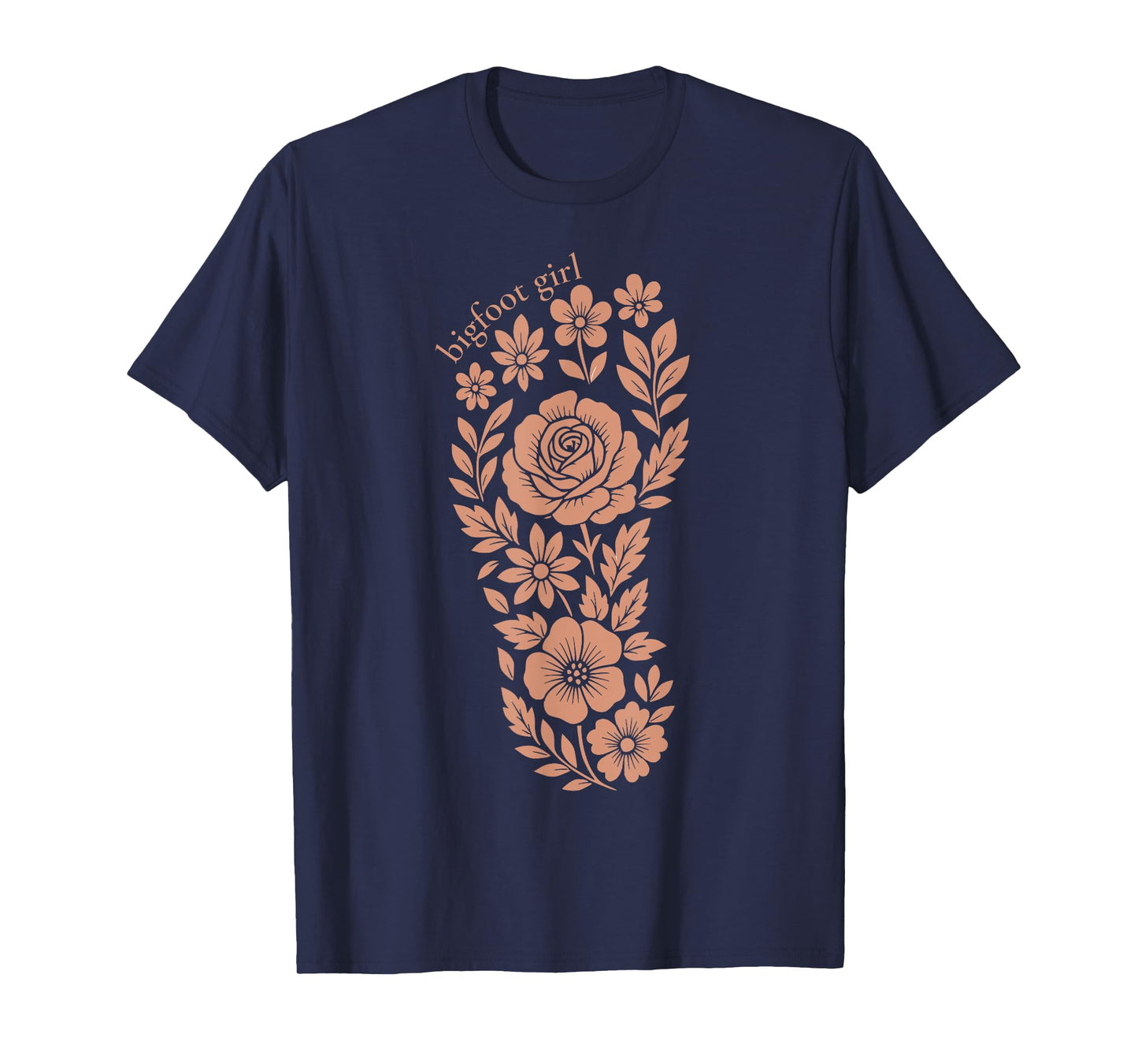 Unique Bigfoot Girl Floral Sasquatch Footprint Flower Women T-Shirt