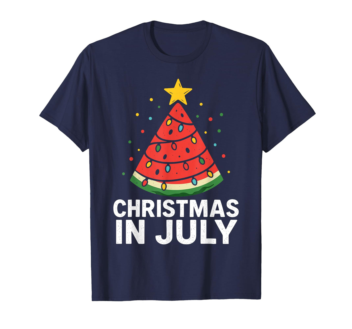 Retro Xmas Tree Watermelon Beach Christmas in July T-Shirt